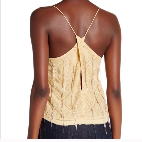NWOT Free People Gatsby Spaghetti Strap Beaded Top - Picture 2 of 8